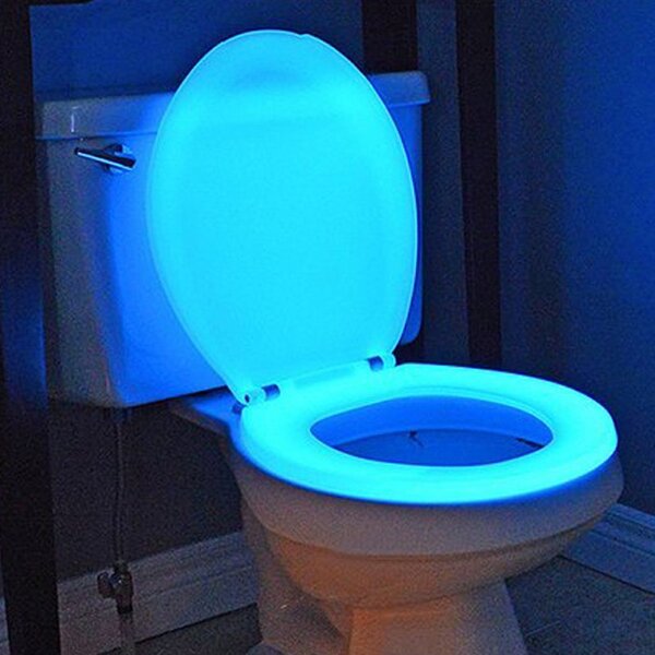 Capac de WC fosforescent, lumineaza turcoaz in intuneric, soft close
