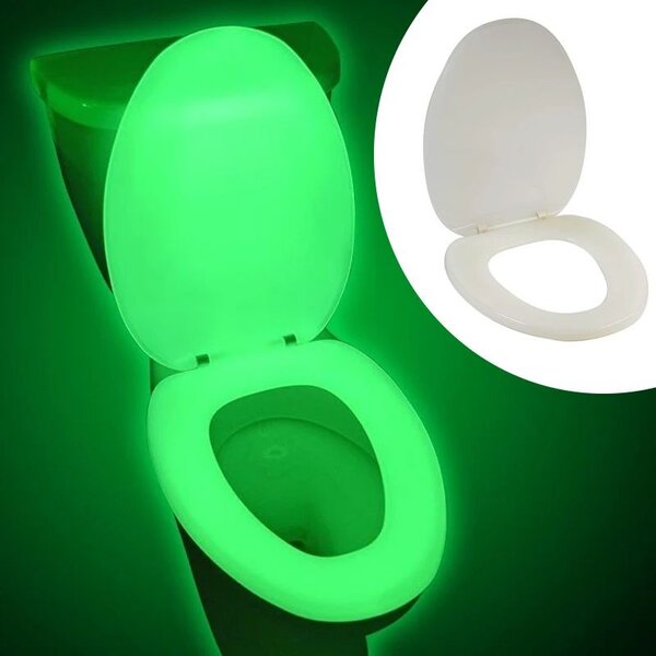 Capac de WC fosforescent, soft close, lumineaza verde in intuneric