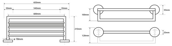 Sapho Sapho, raft prosoape X-ROUND cu bară 650x215x110mm, crom, XR419
