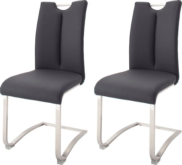 Set 2 scaune Artos piele naturala negre 45/58/102 cm