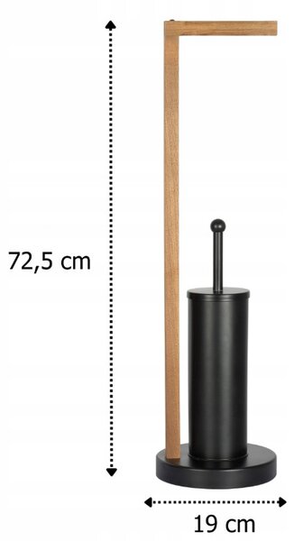 Erga Aurora Black, perie toaleta cu suport din lemn pentru hartie igienica pentru picioare 19x19x72,5 cm, maro-negru, ERG-SEP-1004SEPSTLUNA