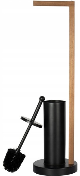 Erga Aurora Black, perie toaleta cu suport din lemn pentru hartie igienica pentru picioare 19x19x72,5 cm, maro-negru, ERG-SEP-1004SEPSTLUNA