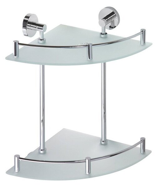 Sapho Sapho, colț din sticlă X-ROUND E cu raft dublu cu bară transversală 280x355x380mm, crom, XR604