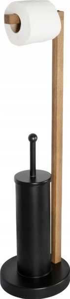 Erga Aurora Black, perie toaleta cu suport din lemn pentru hartie igienica pentru picioare 19x19x72,5 cm, maro-negru, ERG-SEP-1004SEPSTLUNA