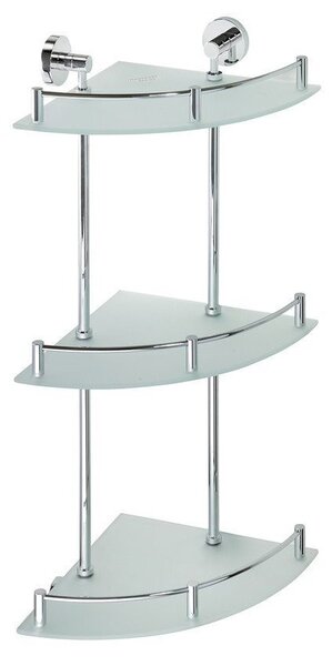 Sapho Sapho, colț din sticlă X-ROUND E cu raft triplu cu bară transversală, 270x660x355mm, crom, XR606