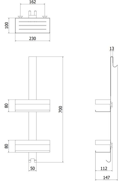 Mexen Brin-2, coș suspendat pentru baie, cromat, 70A8842-00