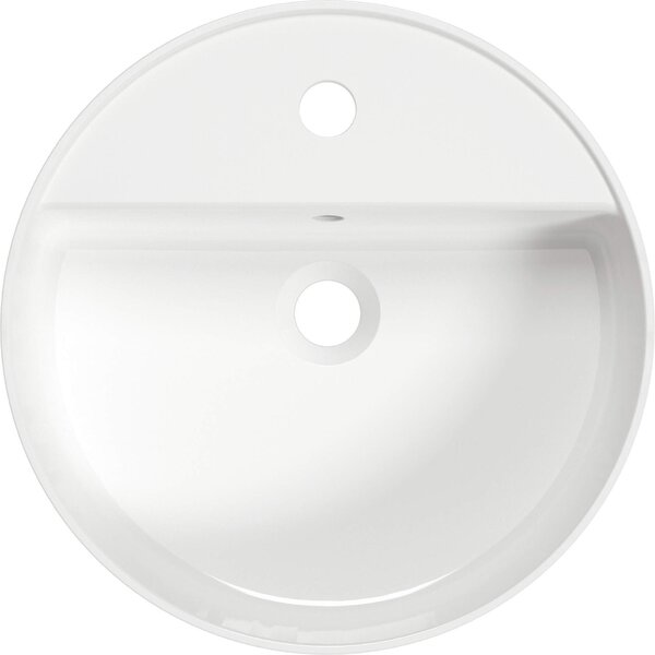 Deante Round, chiuveta blat cu orificiu pentru robinet 420x420x120mm, alb lucios, DEA-CGR_6U4B