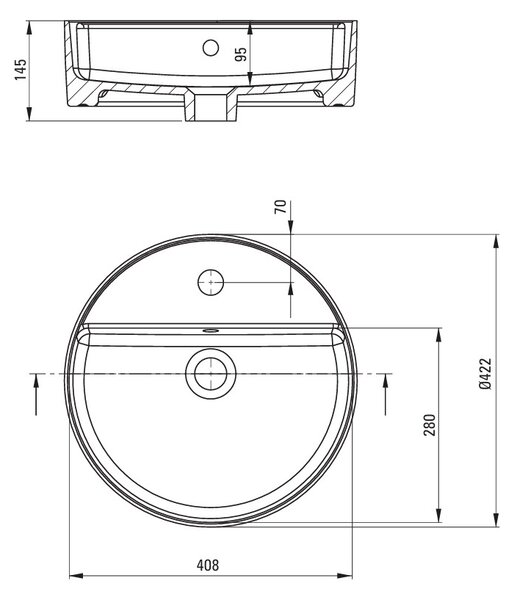 Deante Round, chiuveta blat cu orificiu pentru robinet 420x420x120mm, alb lucios, DEA-CGR_6U4B