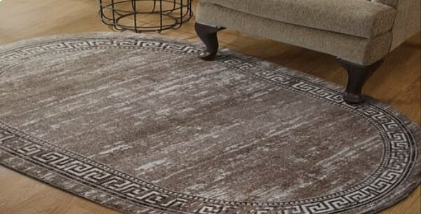 Covor Sufragerie Dormitor, Model Mira 24001 121, Oval, Bej 60x110
