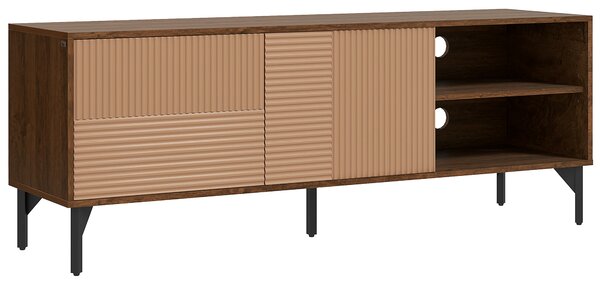 HOMCOM Suport TV Modern cu Rafturi Deschise, pentru Televizoare până la 65", Design Elegant, Maro | Aosom Romania
