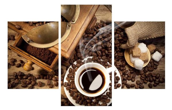 Tablou ceașca de cafea și boabe de cafea (90x60 cm)