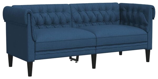Canapea Chesterfield cu 2 locuri, albastru, material textil