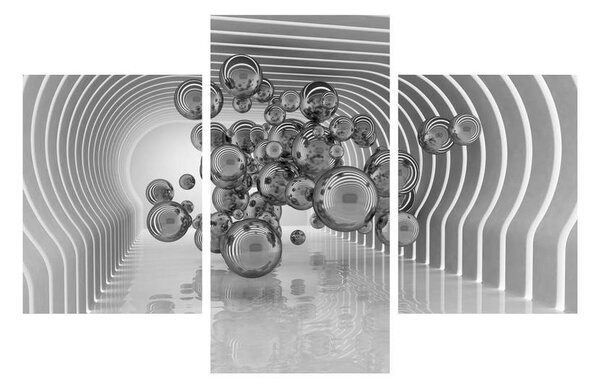 Tablou abstract albnegru -buline (90x60 cm)