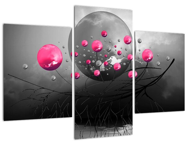 Tabloul cu bile abstracte roz (90x60 cm)