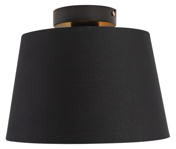 Plafoniera cu abajur din bumbac negru cu auriu 25 cm - Combi Black