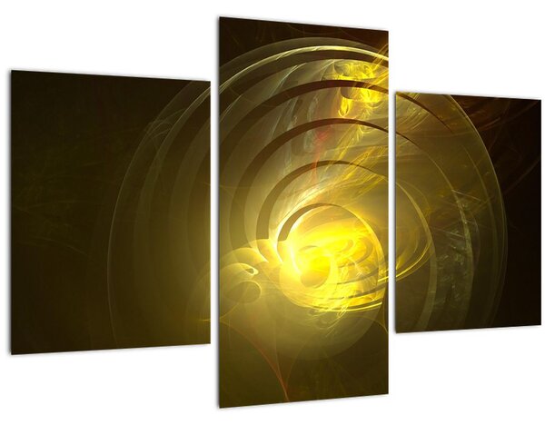 Tabloul cu spirala abstractă în galben (90x60 cm)