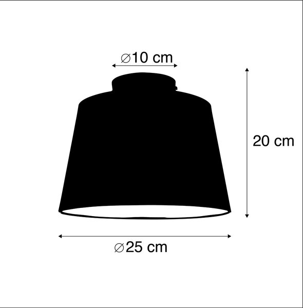 Plafoniera cu abajur din bumbac negru cu auriu 25 cm - Combi Black