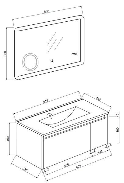 Mobilier Baie Suspendat Verde Olive 80cm și Oglindă Cu Ceas Digital | Monaco