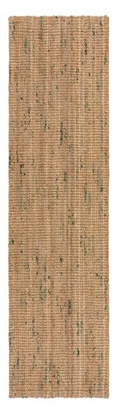 Covor tip traversă verde/în culoare naturală reversibil/țesut manual din iută 60x230 cm Jute Boucle Green – Flair Rugs