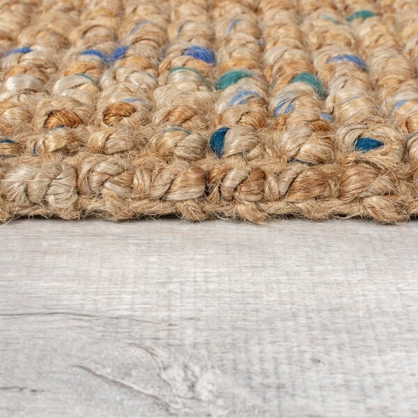 Covor albastru/în culoare naturală țesut manual din iută 160x230 cm Jute Boucle Blue – Flair Rugs