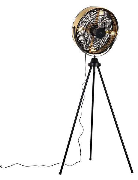 Ventilator de podea trepied negru cu auriu 4 lumini - Kim