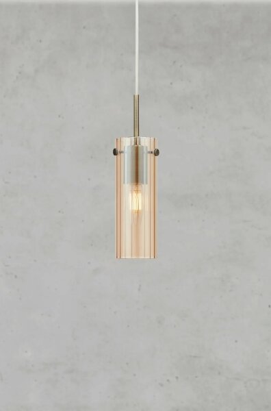 Markslöjd 109015 - Lustră pe cablu TIBIA 1xE14/40W/230V bej fumuriu/alamă