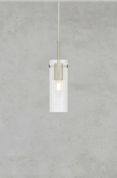 Markslöjd 109013 - Pendul pe cablu TIBIA 1xE14/40W/230V sticlă transparentă/alamă