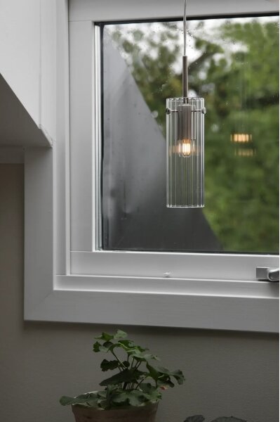 Markslöjd 109013 - Pendul pe cablu TIBIA 1xE14/40W/230V sticlă transparentă/alamă