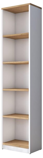 Biblioteca Mavis cu 5 Rafturi, Gri - Alb, 40x162x25 cm