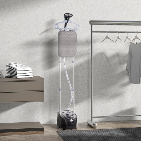 HOMCOM Aparat de Călcat Vertical cu Aburi, Fier de Călcat de 2L, Putere 1950W cu 2 Tije Portabil, 35x25x23cm | Aosom Romania