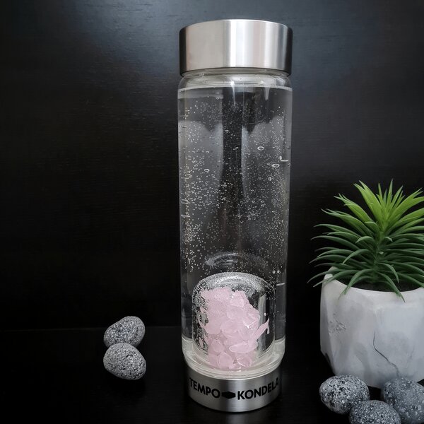 TEMPO-KONDELA CRYSTAL, flacon de sticlă cu cristale roz, 500 ml