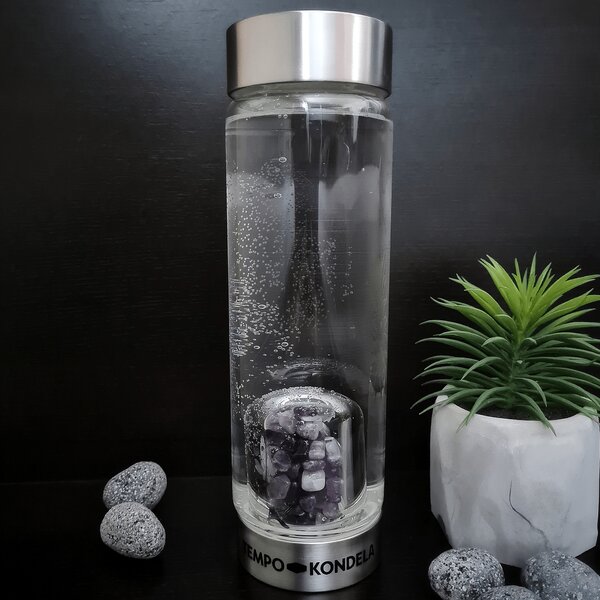 TEMPO-KONDELA CRYSTAL, flacon de sticlă cu cristale violet, 500 ml