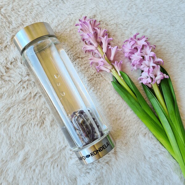 TEMPO-KONDELA CRYSTAL, flacon de sticlă cu cristale violet, 500 ml