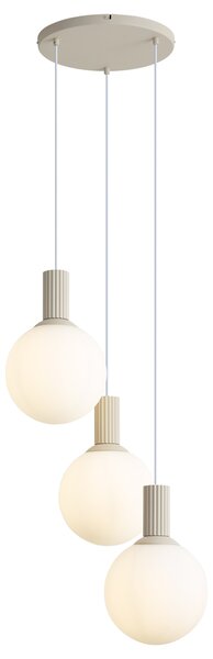 Lampă suspendată scandinavă bej cu sticlă opală cu 3 lumini - Polly
