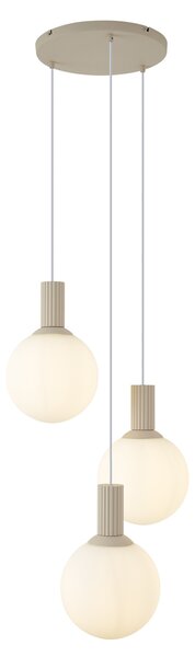 Lampă suspendată scandinavă bej cu sticlă opală cu 3 lumini - Polly