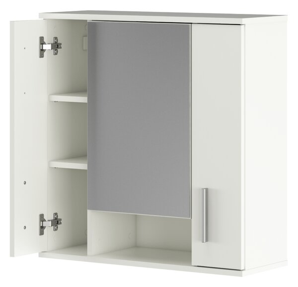 KONDELA Dulap suspendat cu oglindă, alb mat, LESSY NEW 01