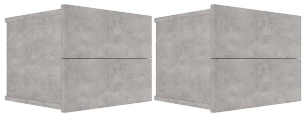 Noptiere, 2 buc., gri beton, 40x30x30 cm, lemn prelucrat
