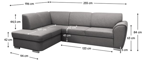 KONDELA Set canapea, gri, stânga, KENAI ROH