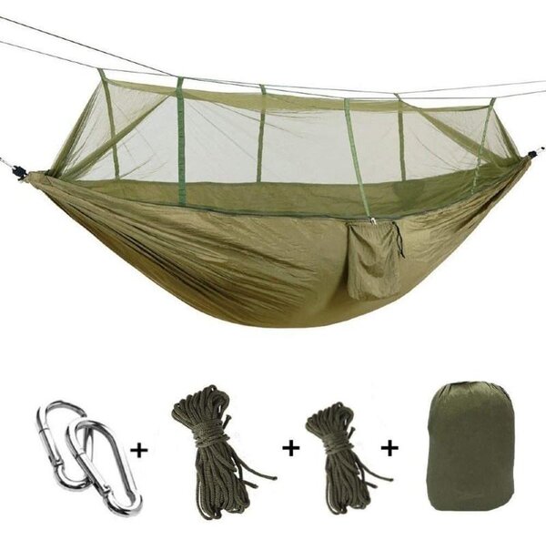 Hamac cu plasa antiinsecte, 140x260 cm, Verde Kaki