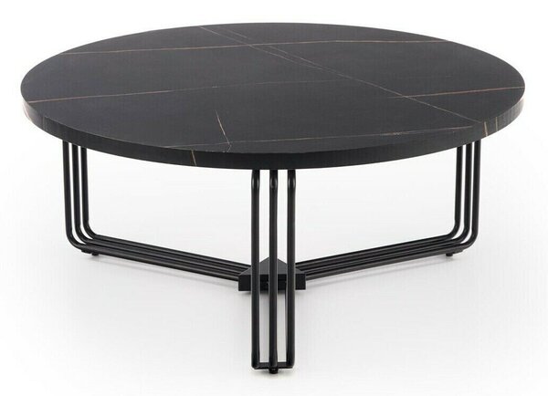 Măsuță de cafea Houston 1275, Marmură neagră, Negru, Metal, 36cm, 12 kg