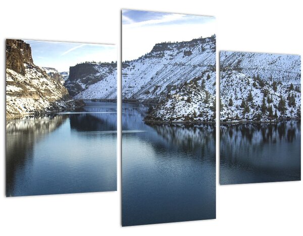Tablou - peisaj de iarnă cu lac (90x60 cm)
