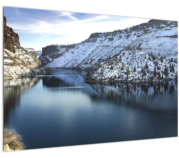 Tablou - peisaj de iarnă cu lac (90x60 cm)