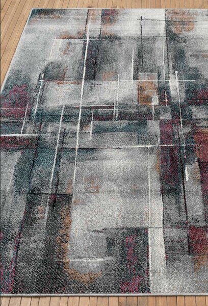 Covor Dreptunghiular Living Dormitor, Kolibri Abstract 11023, Gri Multicolor Dreptunghi, 80x150