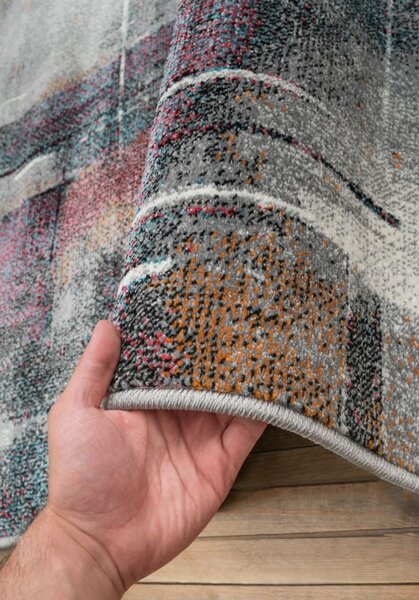 Covor Dreptunghiular Living Dormitor, Kolibri Abstract 11023, Gri Multicolor Dreptunghi, 80x150