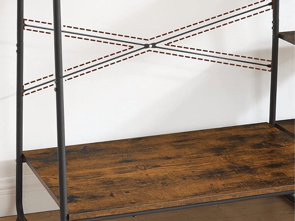 Suport pentru haine cu rafturi TAYLOR 160x120 cm, maro rustic