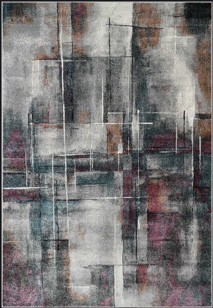 Covor Dreptunghiular Living Dormitor, Kolibri Abstract 11023, Gri Multicolor Dreptunghi, 80x150
