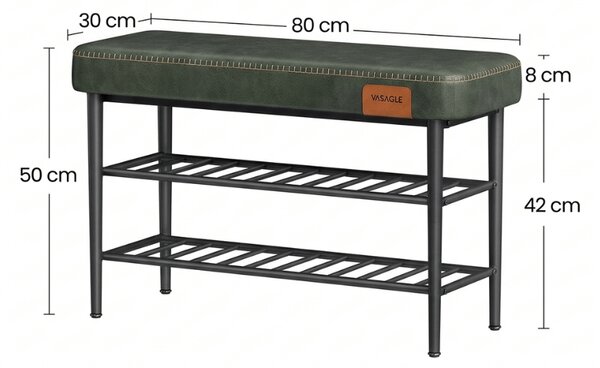 Banca cu raft pentru incaltaminte EKHO 80x30 cm, verde