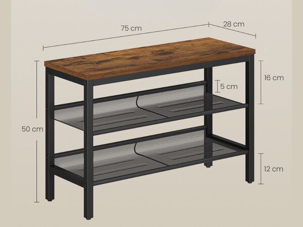Dulap pentru incaltaminte TAYLOR cu 2 rafturi 75x50 cm, maro rustic
