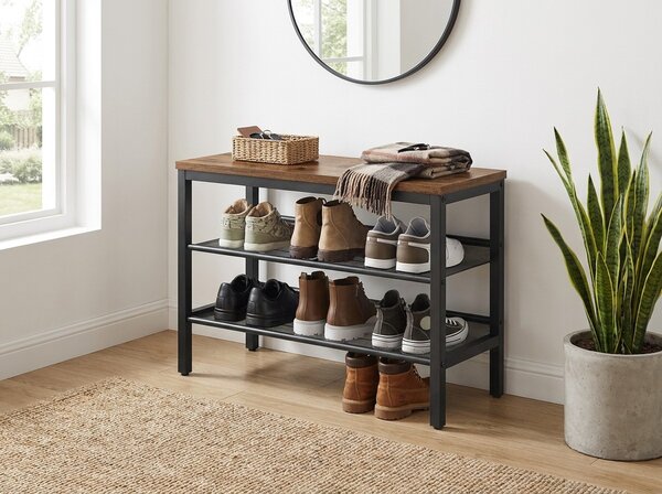 Dulap pentru incaltaminte TAYLOR cu 2 rafturi 75x50 cm, maro rustic