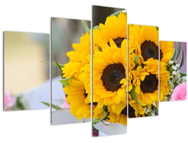 Tablou cu buchetul miresii de floarea soarelui (150x105 cm)